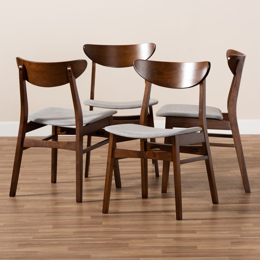 Baxton Studio - Parlin Set of 4 Dining Chairs in Light Grey/Walnut Brown - Parlin-Smoke/Walnut-DC view 5