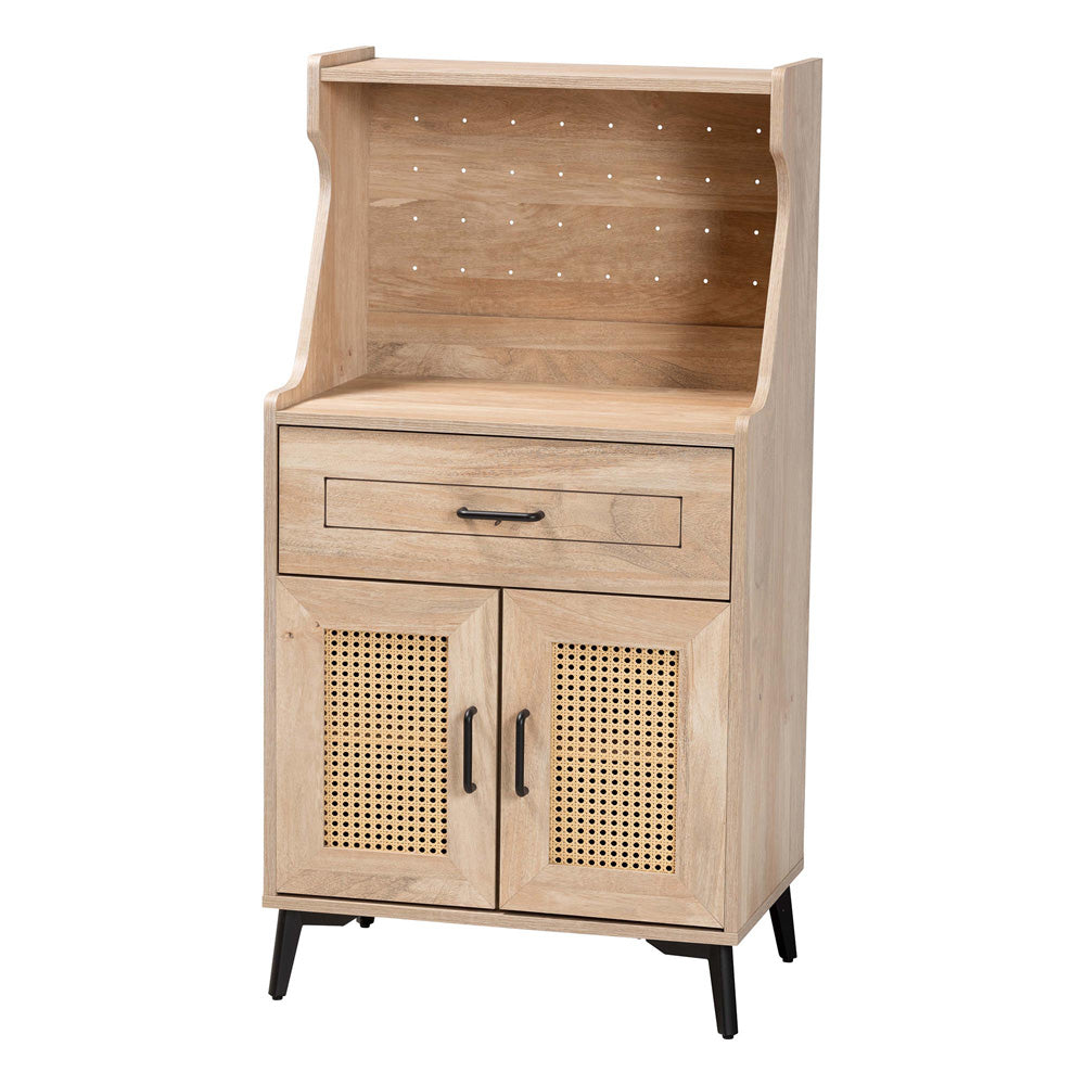 Baxton Studio - Pavone Kitchen Cabinet in Oak Brown/Black - FP-2402-2001B-Natural/Black-Kitchen Cabinet view 1