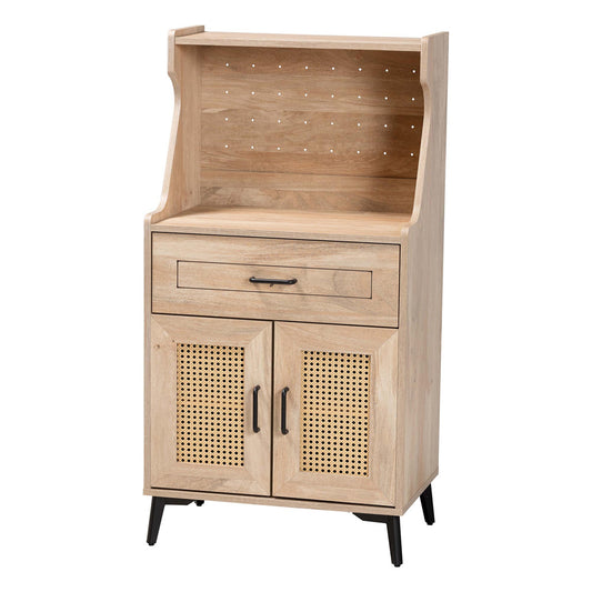 Baxton Studio - Pavone Kitchen Cabinet in Oak Brown/Black - FP-2402-2001B-Natural/Black-Kitchen Cabinet view 1