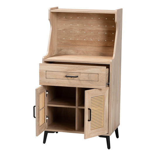 Baxton Studio - Pavone Kitchen Cabinet in Oak Brown/Black - FP-2402-2001B-Natural/Black-Kitchen Cabinet view 2