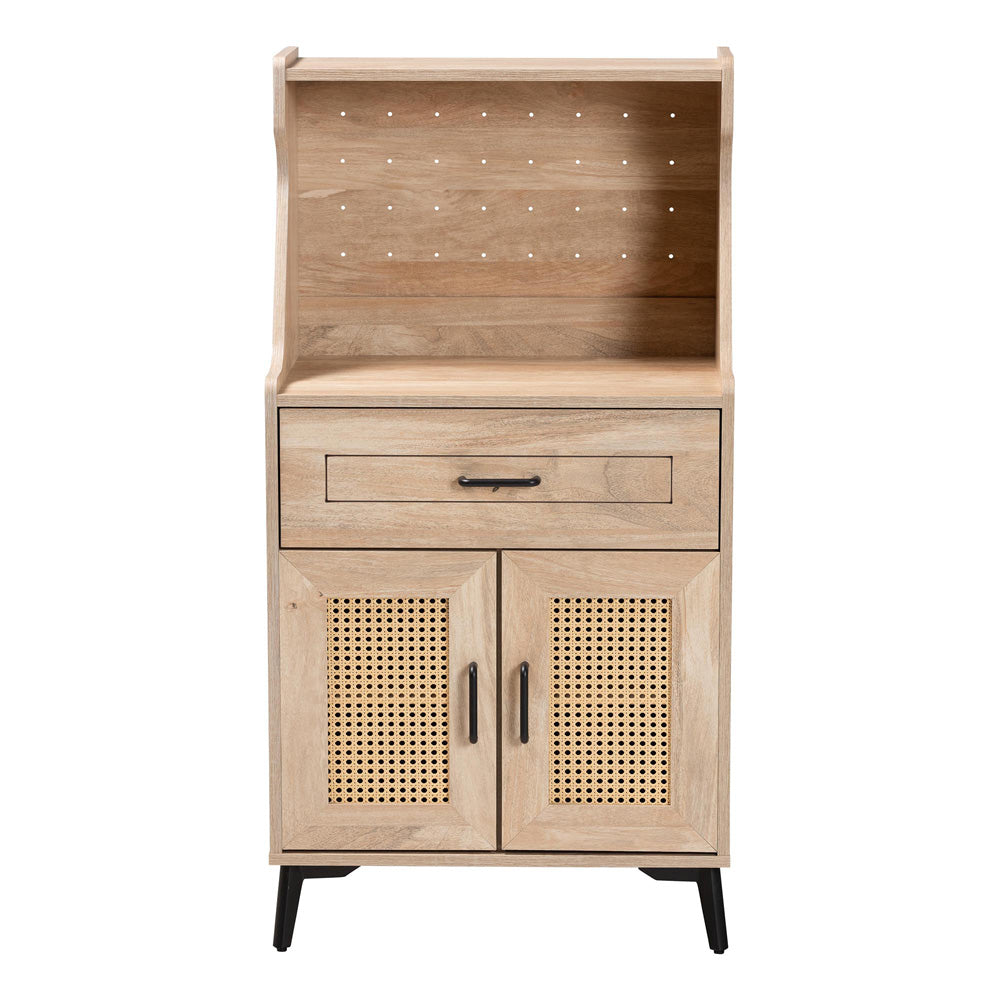 Baxton Studio - Pavone Kitchen Cabinet in Oak Brown/Black - FP-2402-2001B-Natural/Black-Kitchen Cabinet view 3