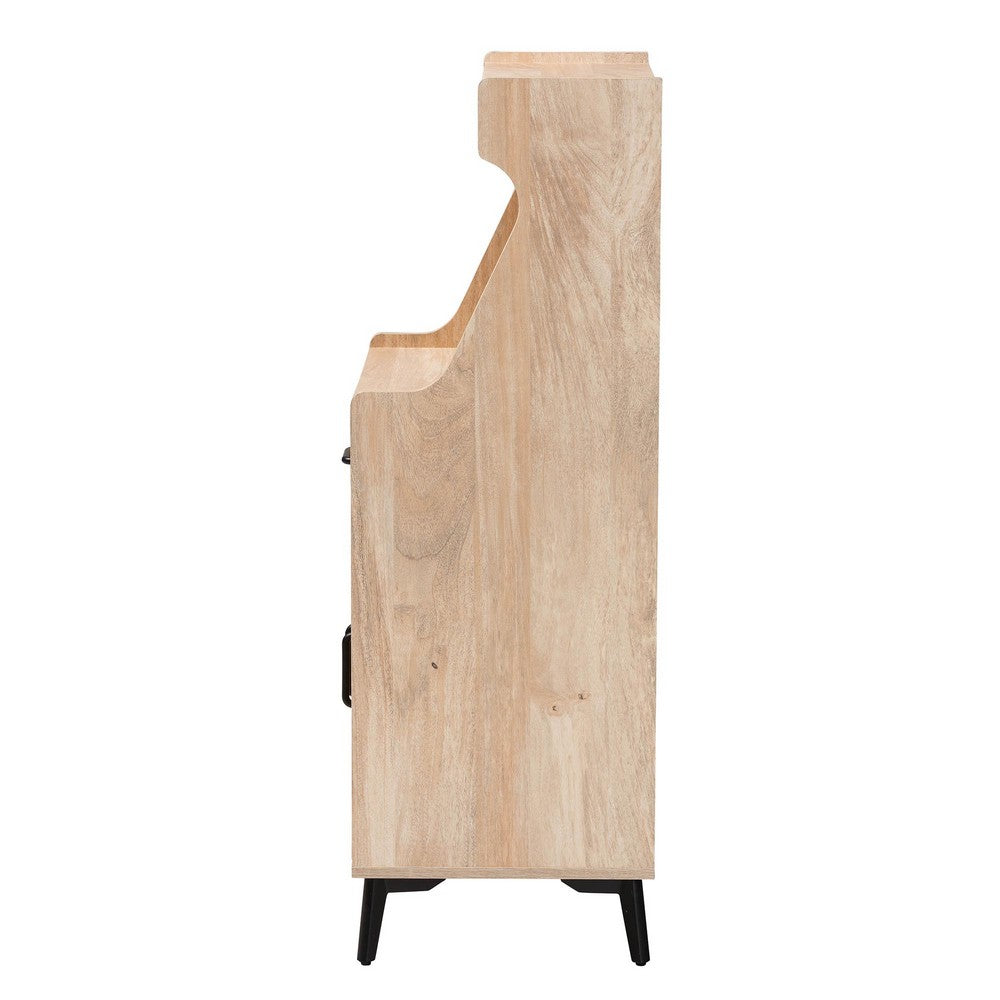 Baxton Studio - Pavone Kitchen Cabinet in Oak Brown/Black - FP-2402-2001B-Natural/Black-Kitchen Cabinet view 4