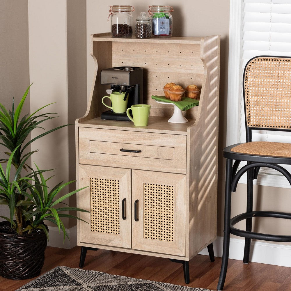 Baxton Studio - Pavone Kitchen Cabinet in Oak Brown/Black - FP-2402-2001B-Natural/Black-Kitchen Cabinet view 9