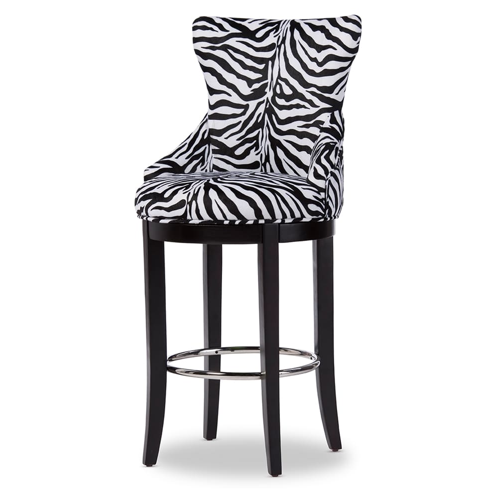 Baxton Studio - Peace Bar Stool in Beige/Zebra Print - WS-2075-Zebra view 1