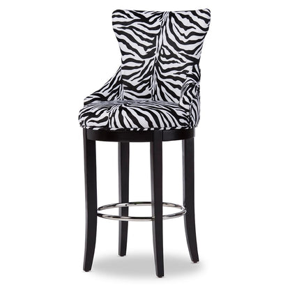 Baxton Studio - Peace Bar Stool in Beige/Zebra Print - WS-2075-Zebra view 1