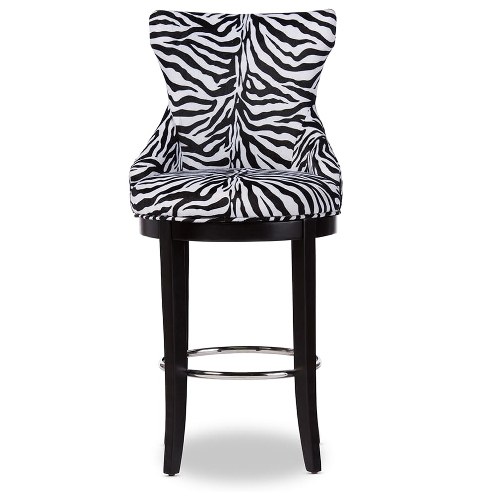 Baxton Studio - Peace Bar Stool in Beige/Zebra Print - WS-2075-Zebra view 2