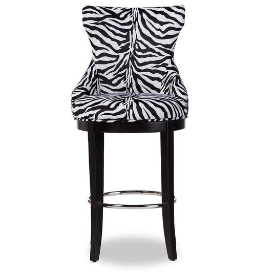 Baxton Studio - Peace Bar Stool in Beige/Zebra Print - WS-2075-Zebra view 2