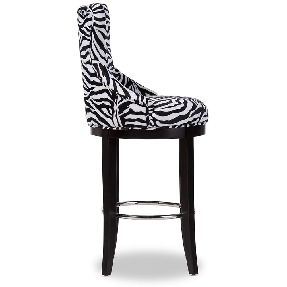 Baxton Studio - Peace Bar Stool in Beige/Zebra Print - WS-2075-Zebra view 3