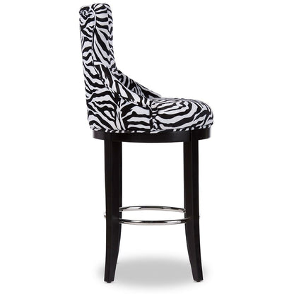 Baxton Studio - Peace Bar Stool in Beige/Zebra Print - WS-2075-Zebra view 3