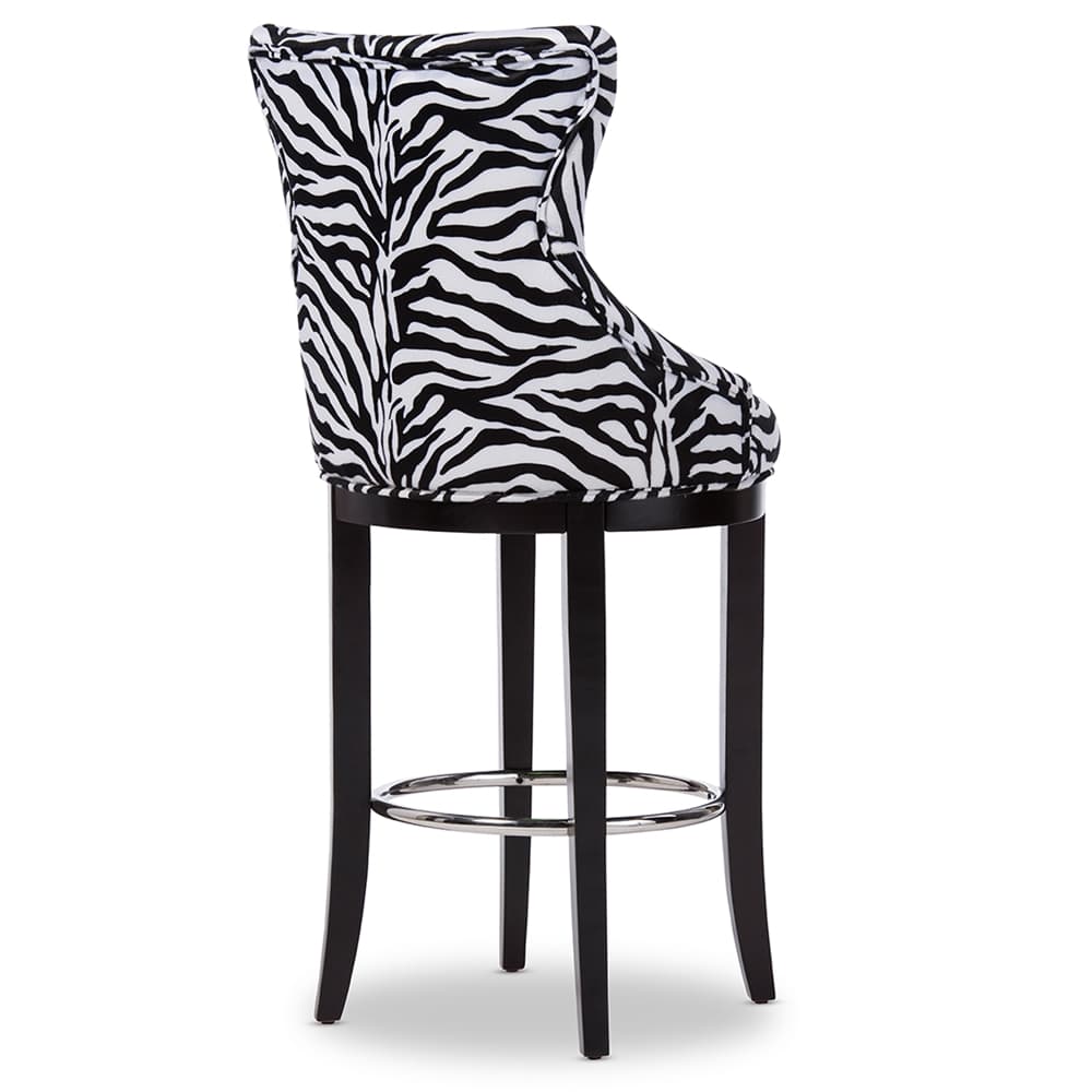 Baxton Studio - Peace Bar Stool in Beige/Zebra Print - WS-2075-Zebra view 4