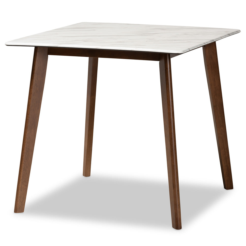Baxton Studio - Pearson Dining Set in Light Beige/Walnut Brown/Marble - Pearson-Latte/Walnut-5PC Dining Set view 3