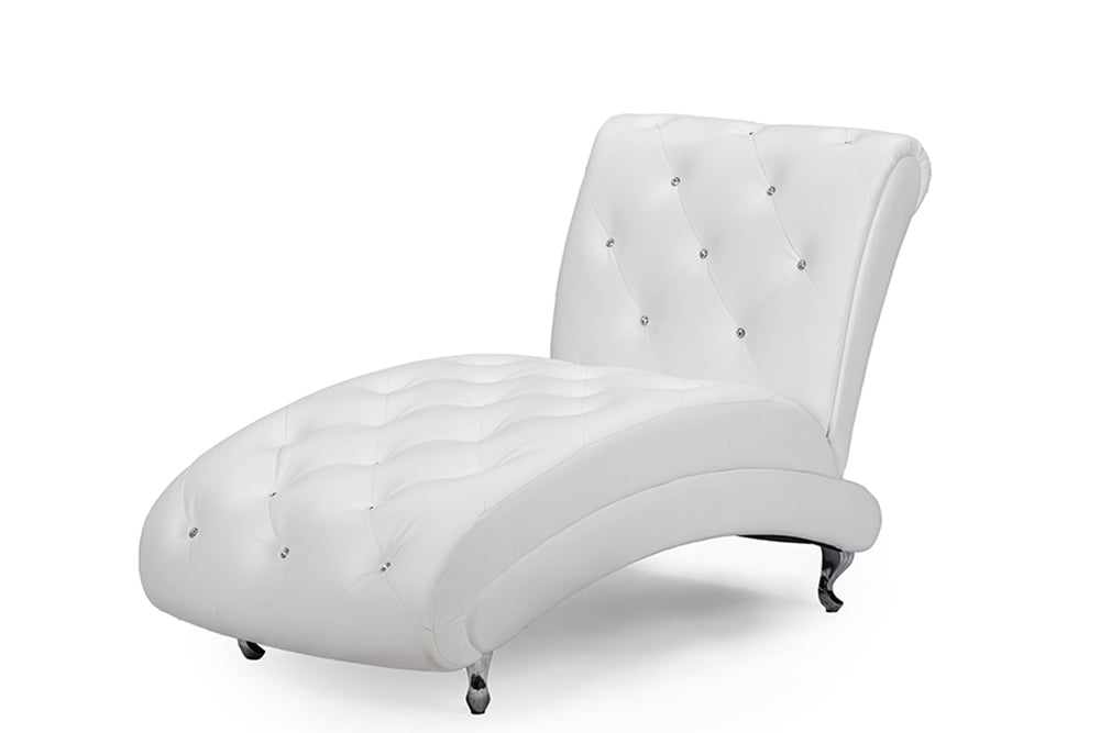 Baxton Studio - Pease Living Room Chair in White - BBT5187-White-Chaise view 1