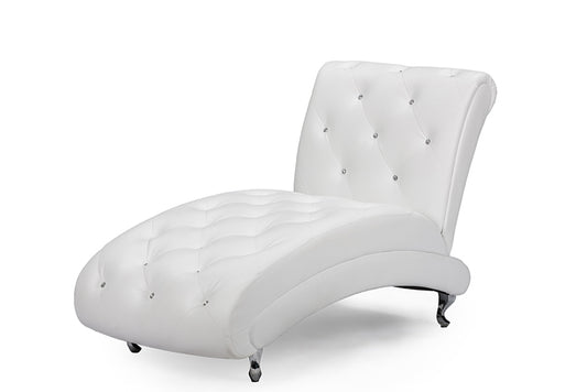 Baxton Studio - Pease Living Room Chair in White - BBT5187-White-Chaise view 1