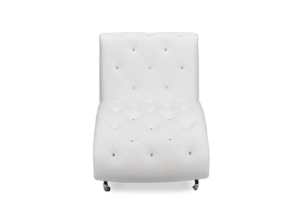Baxton Studio - Pease Living Room Chair in White - BBT5187-White-Chaise view 2