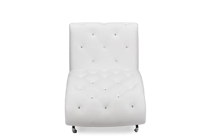 Baxton Studio - Pease Living Room Chair in White - BBT5187-White-Chaise view 2