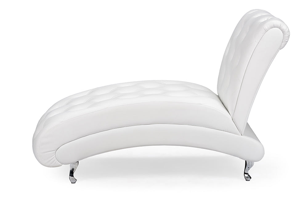 Baxton Studio - Pease Living Room Chair in White - BBT5187-White-Chaise view 3