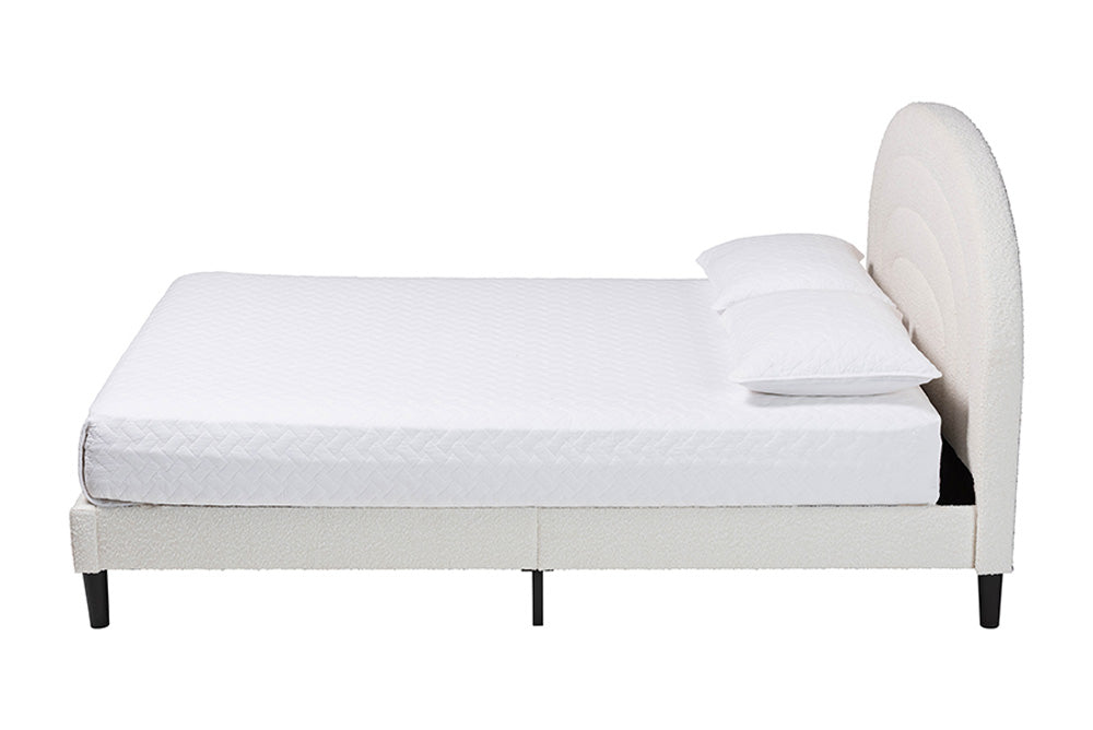 Baxton Studio - Pelagia Queen Size Bed - BBT61319-Cream Boucle-Queen view 2