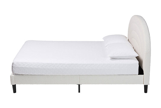 Baxton Studio - Pelagia Queen Size Bed - BBT61319-Cream Boucle-Queen view 2
