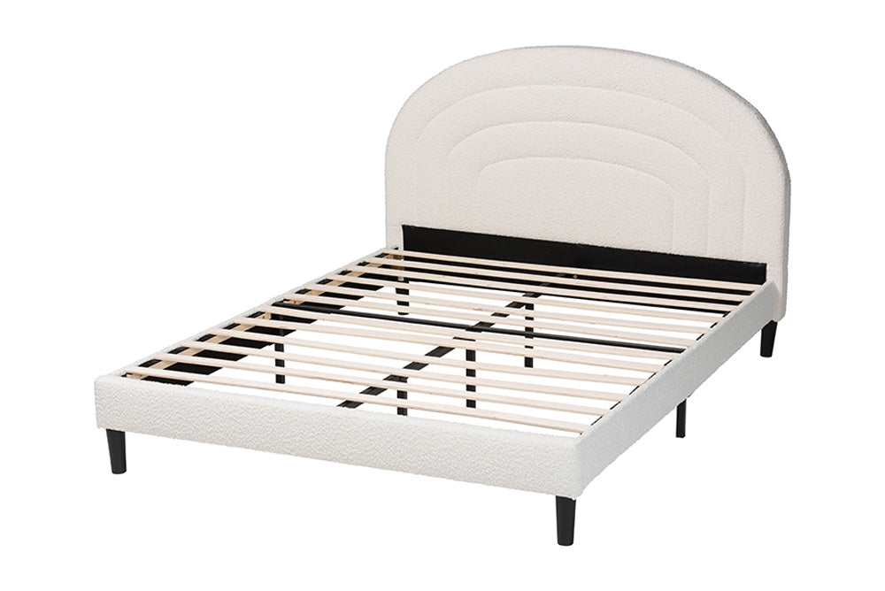 Baxton Studio - Pelagia Queen Size Bed - BBT61319-Cream Boucle-Queen view 3
