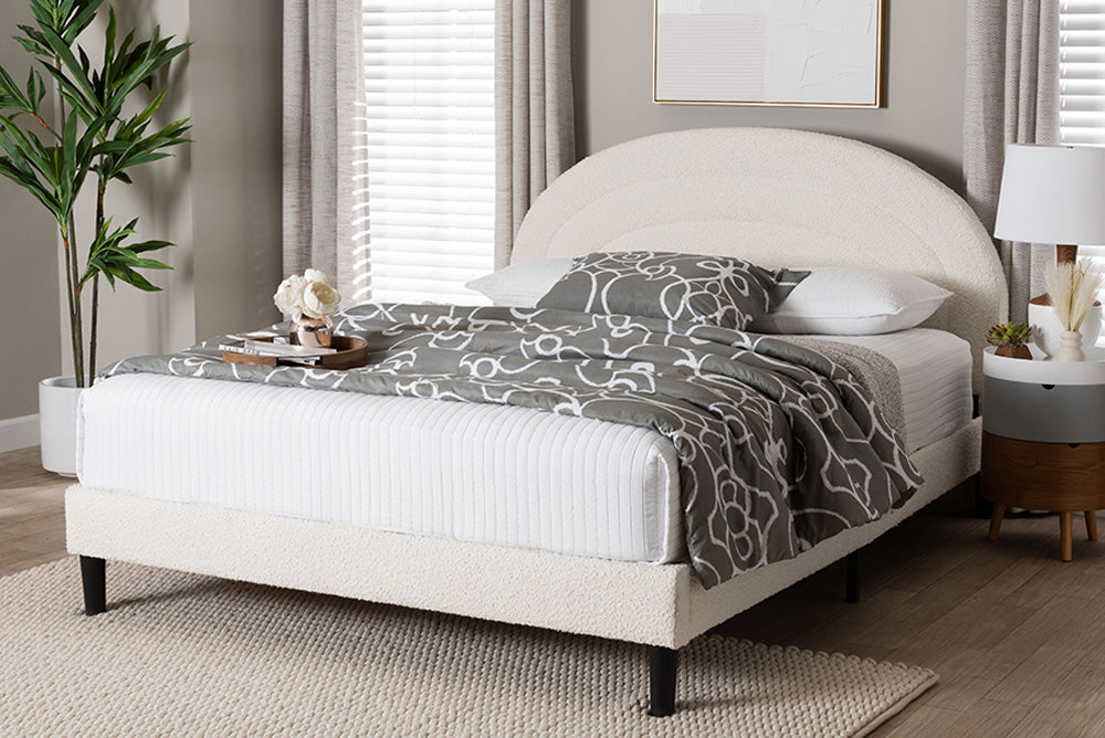 Baxton Studio - Pelagia Queen Size Bed - BBT61319-Cream Boucle-Queen view 5