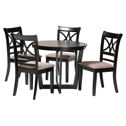 Baxton Studio - Penny Dining Set in Sand/Dark Brown - Penny-Sand/Dark Brown-5PC Dining Set view 1