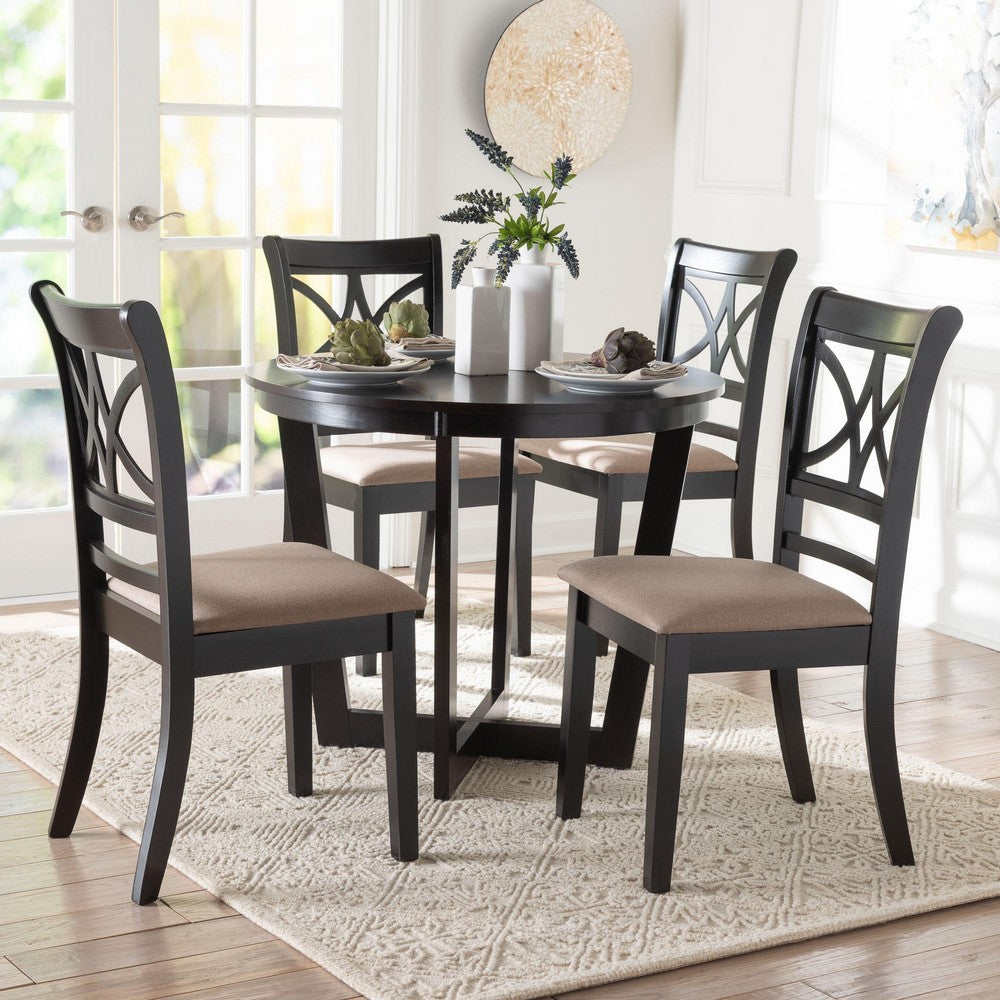 Baxton Studio - Penny Dining Set in Sand/Dark Brown - Penny-Sand/Dark Brown-5PC Dining Set view 8