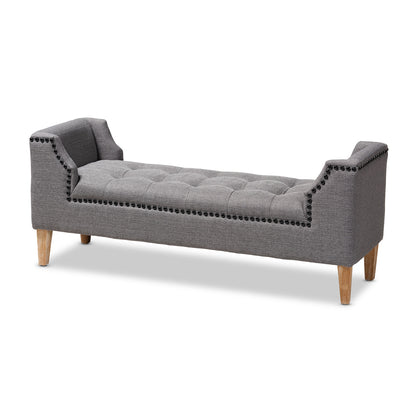 Baxton Studio - Perret Bench in Gray - TSF7739-Grey/Natural Oak-Bench view 1