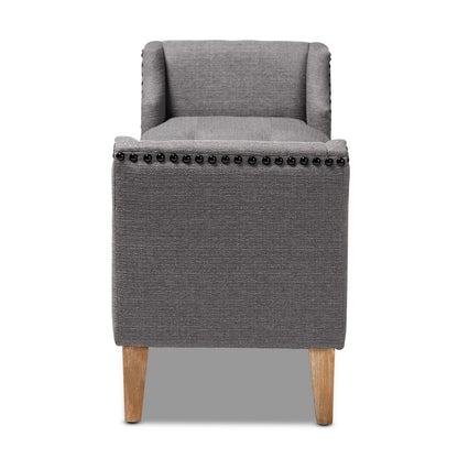 Baxton Studio - Perret Bench in Gray - TSF7739-Grey/Natural Oak-Bench view 3