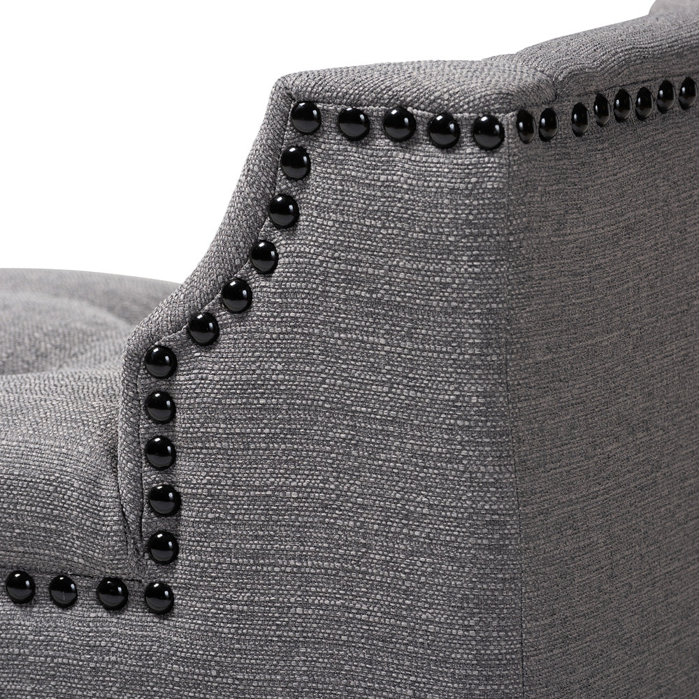 Baxton Studio - Perret Bench in Gray - TSF7739-Grey/Natural Oak-Bench view 5