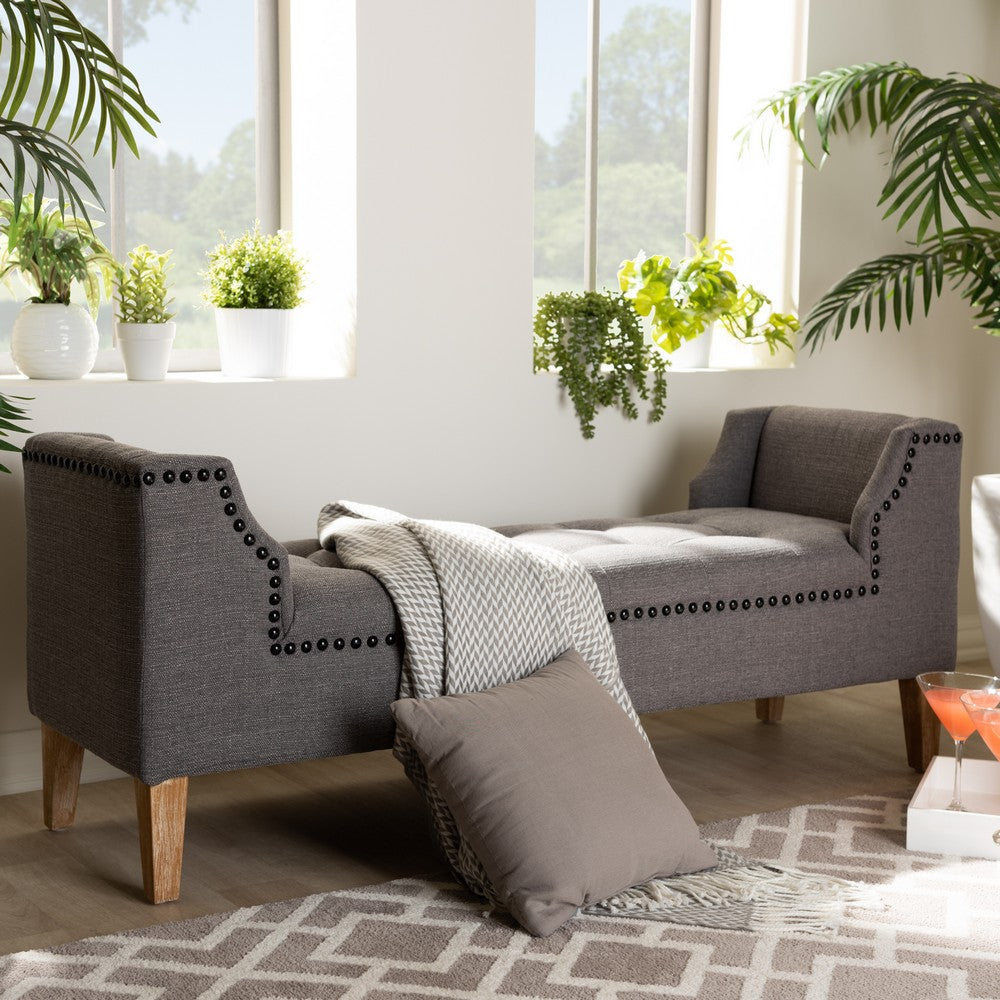 Baxton Studio - Perret Bench in Gray - TSF7739-Grey/Natural Oak-Bench view 7