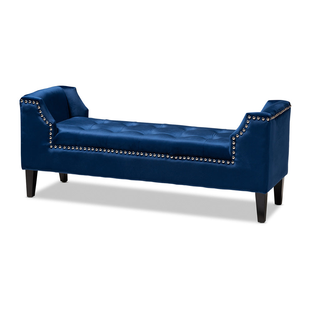 Baxton Studio - Perret Bench in Royal Blue - TSF7739-Dark Royal Blue/Black-Bench view 1