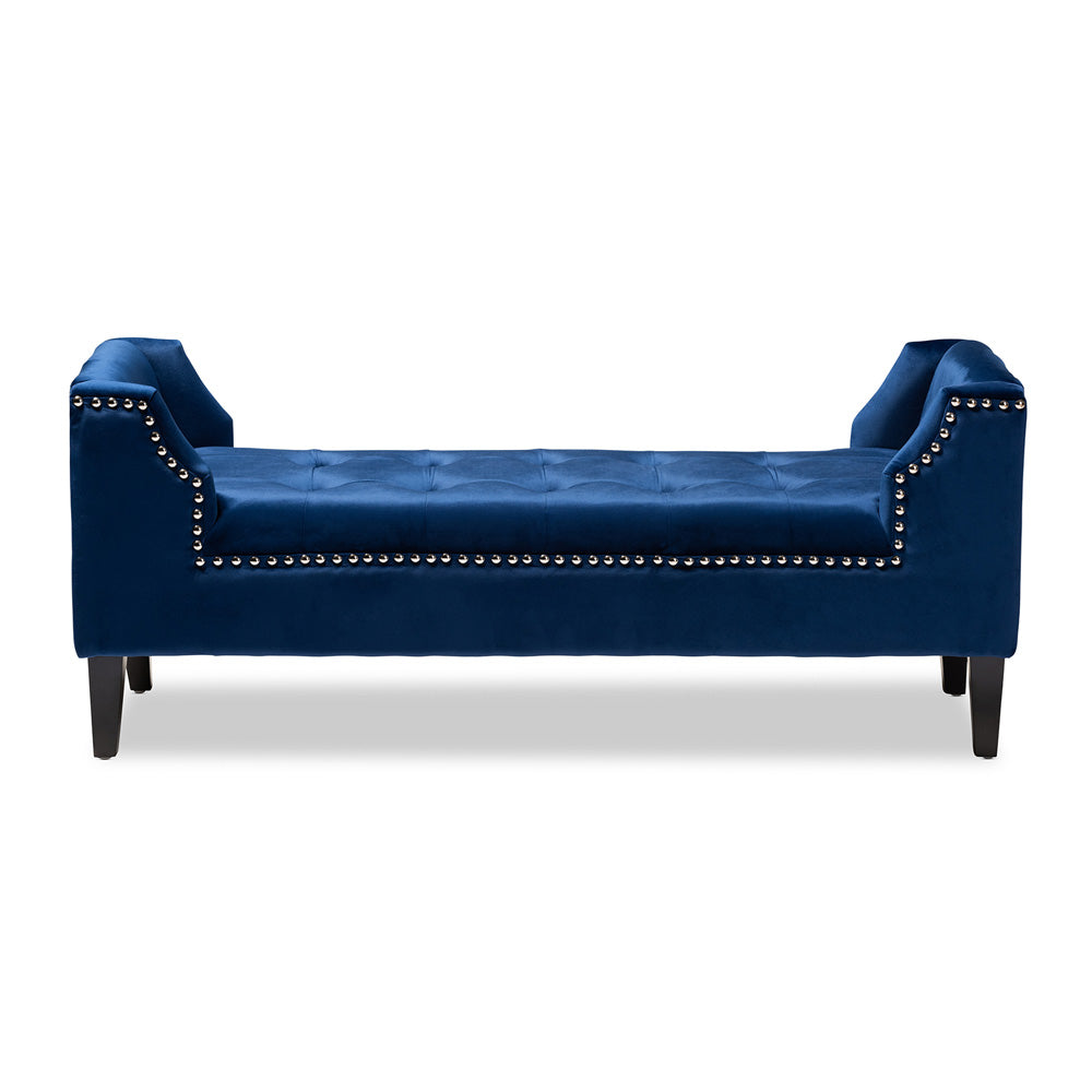 Baxton Studio - Perret Bench in Royal Blue - TSF7739-Dark Royal Blue/Black-Bench view 2