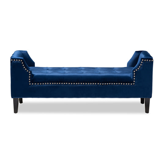 Baxton Studio - Perret Bench in Royal Blue - TSF7739-Dark Royal Blue/Black-Bench view 2
