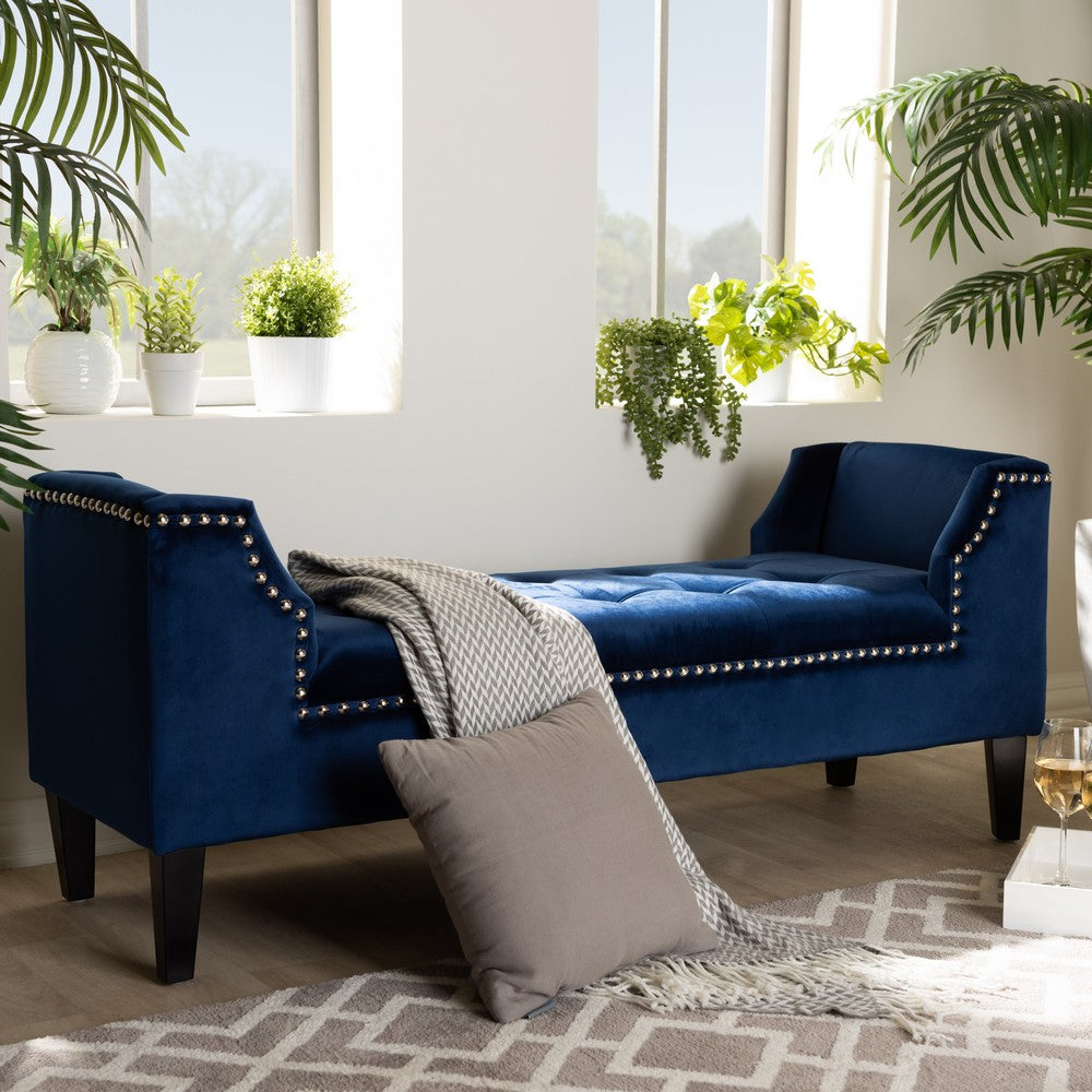 Baxton Studio - Perret Bench in Royal Blue - TSF7739-Dark Royal Blue/Black-Bench view 7