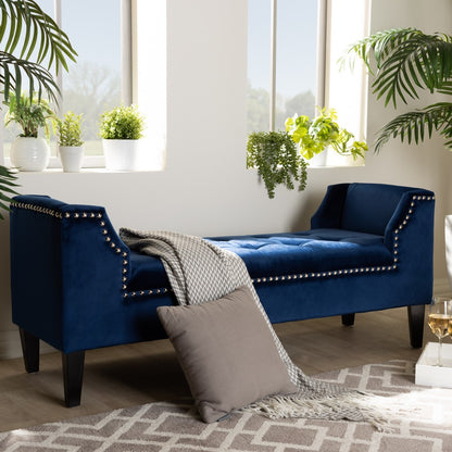 Baxton Studio - Perret Bench in Royal Blue - TSF7739-Dark Royal Blue/Black-Bench view 7