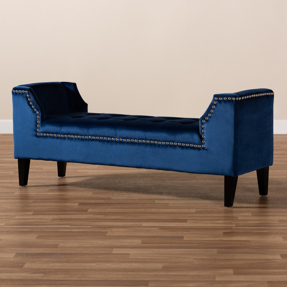 Baxton Studio - Perret Bench in Royal Blue - TSF7739-Dark Royal Blue/Black-Bench view 8