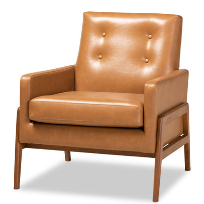Baxton Studio - Perris Chair in Tan/walnut brown - BBT8042-Tan/Walnut-CC view 1