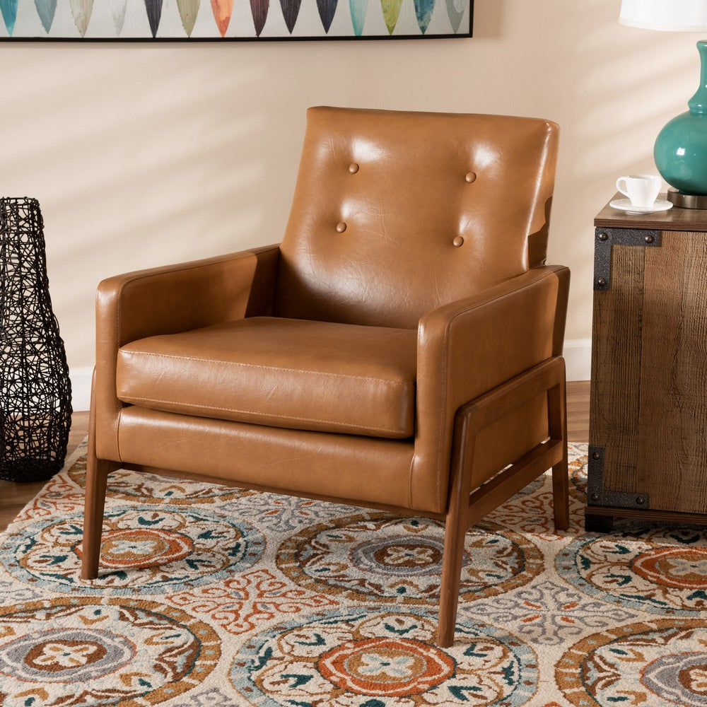 Baxton Studio - Perris Chair in Tan/walnut brown - BBT8042-Tan/Walnut-CC view 7