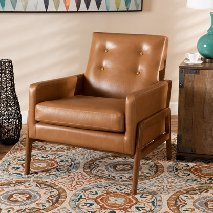 Baxton Studio - Perris Chair in Tan/walnut brown - BBT8042-Tan/Walnut-CC view 7