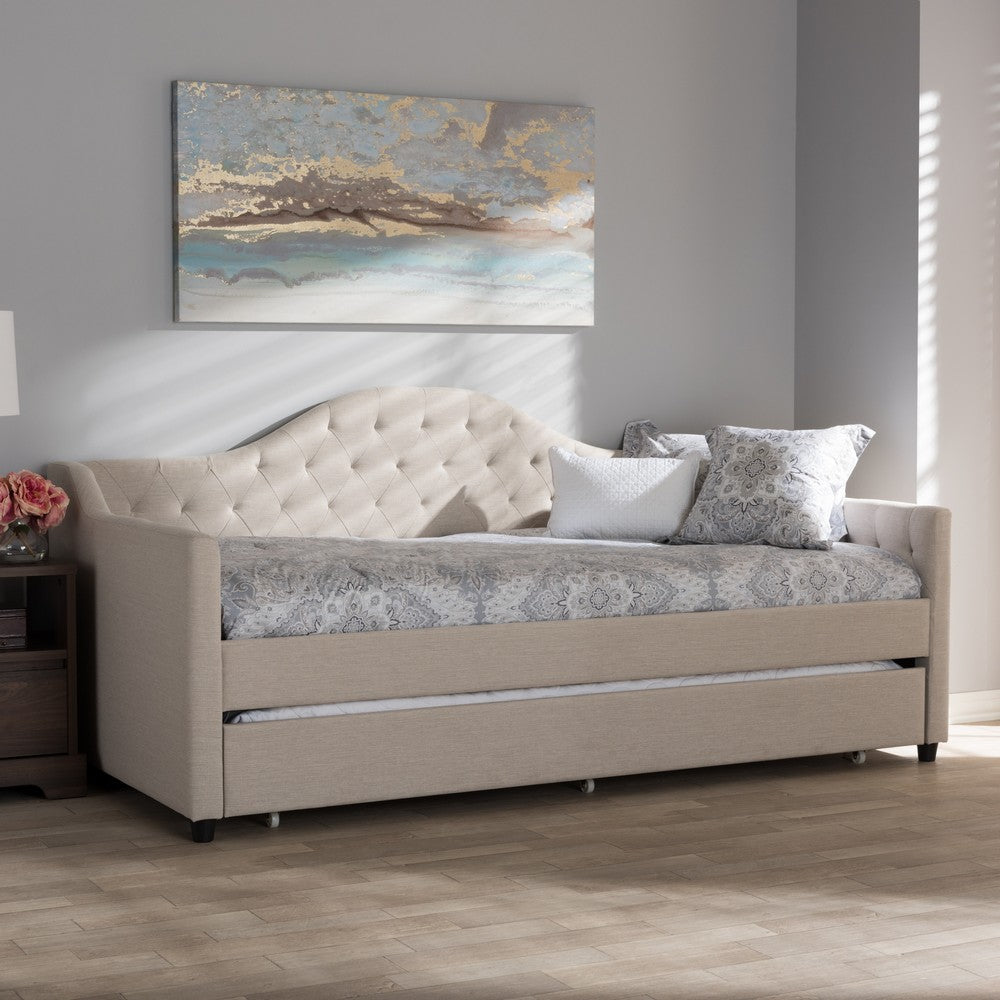 Baxton Studio - Perry Daybed in Light Beige - CF8940-Light Beige-Daybed view 7