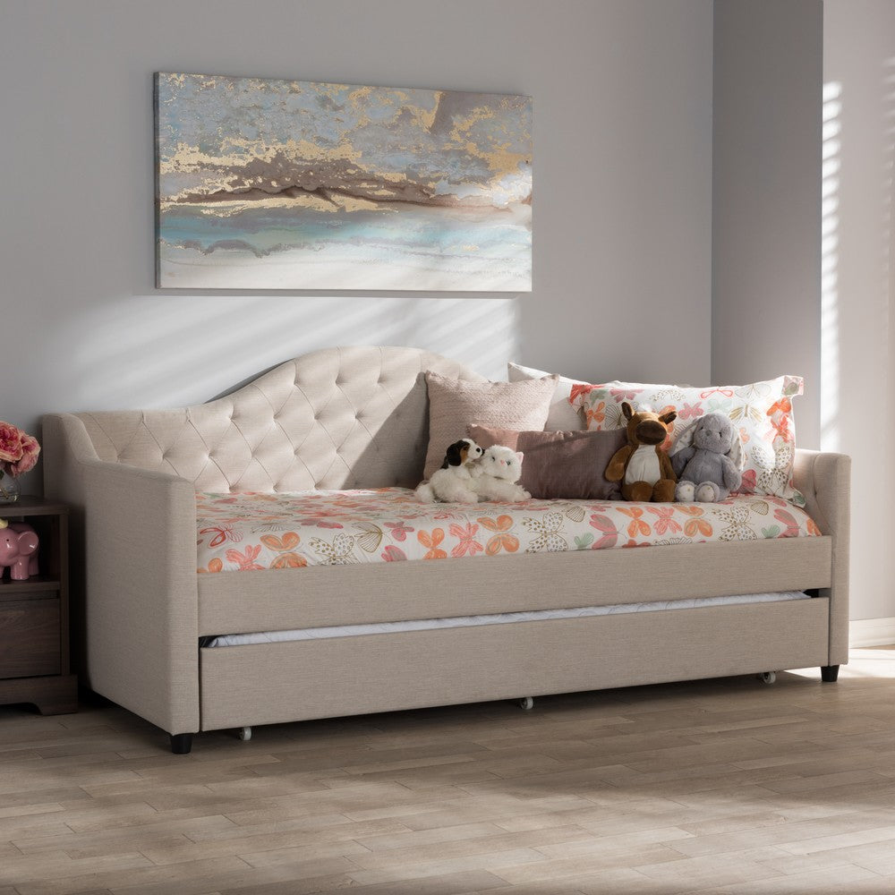 Baxton Studio - Perry Daybed in Light Beige - CF8940-Light Beige-Daybed view 9