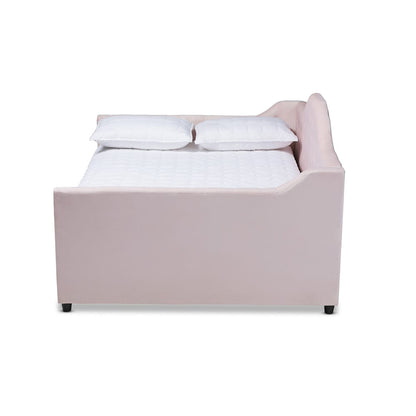 Baxton Studio - Perry Full Size Daybed with Trundle in Light Pink - CF8940-Light Pink-Daybed-F/T view 3