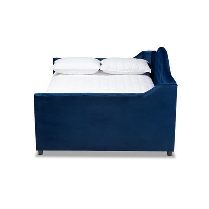 Baxton Studio - Perry Full Size Daybed with Trundle in Royal Blue - CF8940-Navy Blue-Daybed-F/T view 3