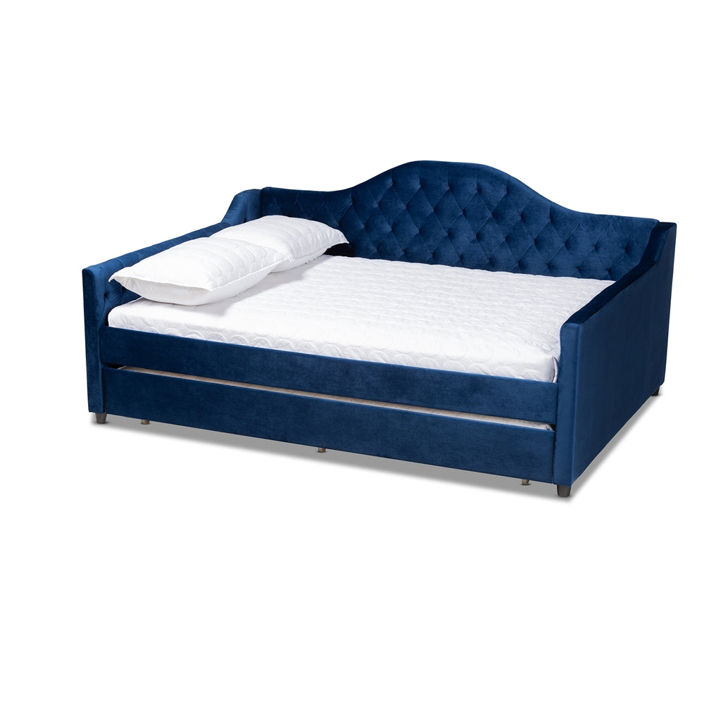 Baxton Studio - Perry Queen Size Daybed with Trundle in Royal Blue - CF8940-Navy Blue-Daybed-Q/T view 1