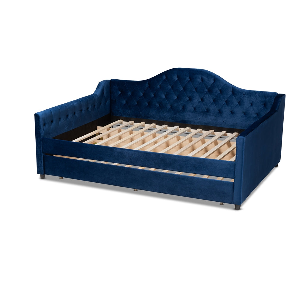 Baxton Studio - Perry Queen Size Daybed with Trundle in Royal Blue - CF8940-Navy Blue-Daybed-Q/T view 4