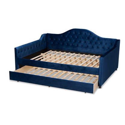 Baxton Studio - Perry Queen Size Daybed with Trundle in Royal Blue - CF8940-Navy Blue-Daybed-Q/T view 5