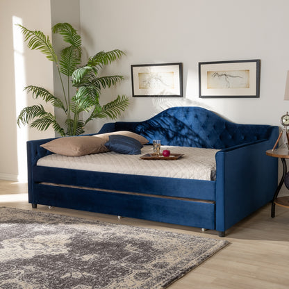 Baxton Studio - Perry Queen Size Daybed with Trundle in Royal Blue - CF8940-Navy Blue-Daybed-Q/T view 9
