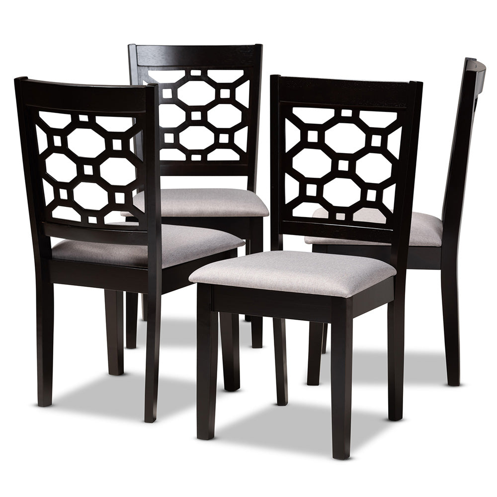 Baxton Studio - Peter Set of 4 Dining Chairs in Grey/Dark brown - RH335C-Grey/Dark Brown-DC-4PK view 1