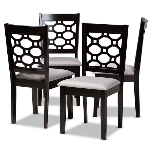 Baxton Studio - Peter Set of 4 Dining Chairs in Grey/Dark brown - RH335C-Grey/Dark Brown-DC-4PK view 1