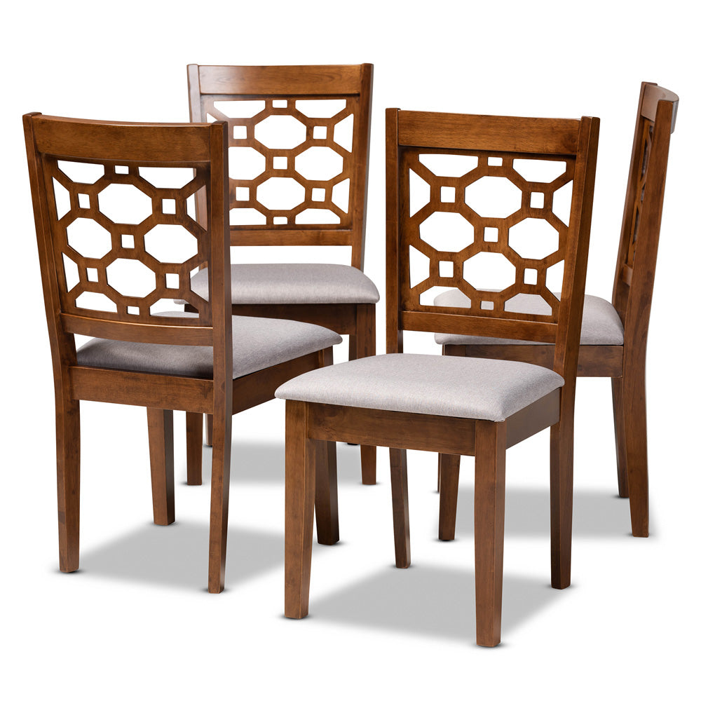 Baxton Studio - Peter Set of 4 Dining Chairs in Grey/Walnut brown - RH335C-Grey/Walnut-DC-4PK view 1
